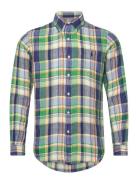 Custom Fit Plaid Linen Shirt Tops Shirts Casual Green Polo Ralph Lauren