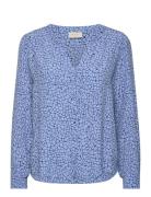 Fqamalia-Blouse Tops Blouses Long-sleeved Blue FREE/QUENT