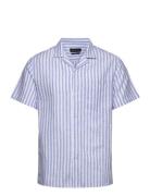 Giles Bowling Striped Shirt S/S Tops Shirts Short-sleeved Blue Clean Cut Copenhagen