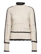 Cable-Knit Sweater With Contrasting Trim Tops Knitwear Jumpers Cream Mango