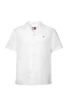 Tjm Linen Blend Camp Shirt Ext Tops Shirts Short-sleeved White Tommy Jeans