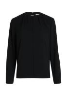 Metal Bar Long Sleeve Blouse Tops Blouses Long-sleeved Black Calvin Klein