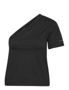 Smooth Cotton Shoulder Top Tops T-shirts & Tops Short-sleeved Black Calvin Klein