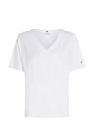 Rlx Linen Lyocell V-Nk Ss Tops T-shirts & Tops Short-sleeved White Tommy Hilfiger