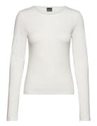 Soft Touch Crew Neck Top Tops T-shirts & Tops Long-sleeved White Gina Tricot