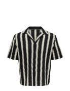 Onsdani Crochet Ss Shirt Fw Tops Shirts Short-sleeved Black ONLY & SONS