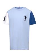 Player 3 Colour Block Tshirt Tops T-Kortærmet Skjorte Blue U.S. Polo Assn.