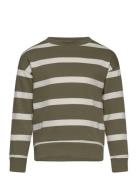 Striped Cotton-Blend Sweatshirt Tops Sweatshirts & Hoodies Sweatshirts Green Mango