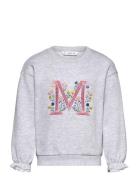 Embroidered Printed Hoodie Tops Sweatshirts & Hoodies Sweatshirts Grey Mango