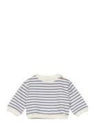 Striped Cotton-Blend Sweatshirt Tops Sweatshirts & Hoodies Sweatshirts Blue Mango