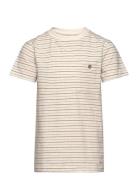 T-Shirt Ss Stripe Tops T-Kortærmet Skjorte Beige En Fant
