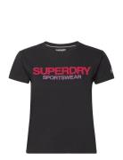 Sportswear Logo Fitted Tee Sport T-shirts & Tops Short-sleeved Black Superdry Sport