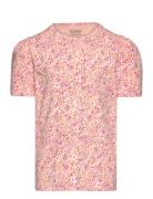 T-Shirt Ss Aop Tops T-Kortærmet Skjorte Pink Minymo