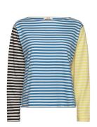 Soft Single Silke Block Tee Ls Tops T-shirts & Tops Long-sleeved Blue Mads Nørgaard