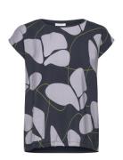 Albony Printed Drop Shoulder Round Neck Tee Tops T-shirts & Tops Sleeveless Black Tamaris Apparel