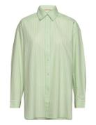 Over D Striped Cotton Shirt Tops Shirts Long-sleeved Green Stella Nova