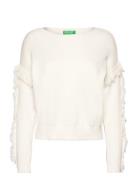 Boat-Neck Sweat.l/S Tops Knitwear Jumpers White United Colors Of Benetton