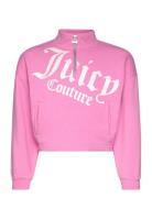 Juicy Quilted Panel Quarter Zip Tops Sweatshirts & Hoodies Sweatshirts Pink Juicy Couture