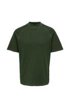 Onskeith Reg Waffle Mock Ss 3654 Tee Tops T-Kortærmet Skjorte Green ONLY & SONS