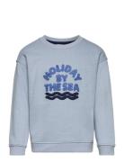 Textured Message Sweatshirt Tops Sweatshirts & Hoodies Sweatshirts Blue Mango