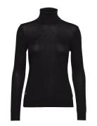Silk-Blend Roll Neck Tops Knitwear Turtleneck Black Lauren Ralph Lauren