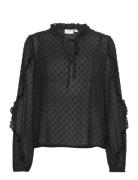 Vigarnea L/S Flounce Top/Su Tops Blouses Long-sleeved Black Vila