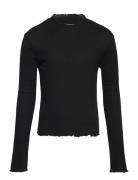 Clementine Rib Tee Tops T-shirts Long-sleeved T-Skjorte Black Grunt