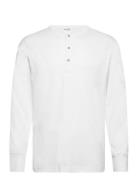 Slhphillip Ls Henley Noos Tops T-Langærmet Skjorte White Selected Homme