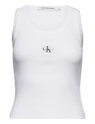 Woven Label Rib Tank Top Tops T-shirts & Tops Sleeveless White Calvin Klein Jeans