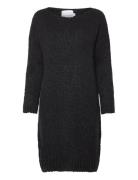 Kala Knit Dress Knælang Kjole Black Noella