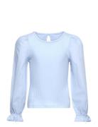 Top With Woven Sleeves Tops T-shirts Long-sleeved T-Skjorte Blue Lindex