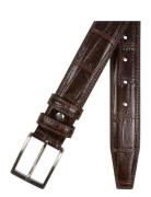 Croco Leather Belt Accessories Belts Classic Belts Brown Portia 1924