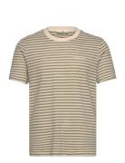 Akrod S/S Cot/Linen Stripe Tee Tops T-Kortærmet Skjorte Green Anerkjendt