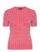 Cotton Cable Short-Sleeve Sweater Tops Knitwear Jumpers Pink Polo Ralph Lauren