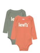 Levi's® Poster Logo Long Sleeve Bodysuit 2-Pack Bodies Long-sleeved Multi/patterned Levi's