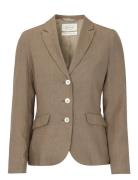 Amanda Linen Blazer Blazers Single Breasted Blazers Brown Newhouse