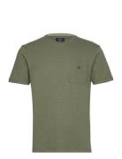Ctn Linen Pocket Tee Tops T-Kortærmet Skjorte Khaki Green Hackett London