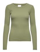 2Nd Pale Tt - Daily Cotton Rib Tops T-shirts & Tops Long-sleeved Green 2NDDAY