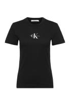 Monologo Slim Tee Tops T-shirts & Tops Short-sleeved Black Calvin Klein Jeans