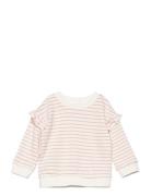 Ruffled Striped Sweatshirt Tops Sweatshirts & Hoodies Sweatshirts Pink Mango