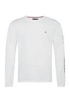 Tommy Logo Long Sleeve Tee Tops T-Langærmet Skjorte White Tommy Hilfiger