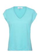 Cc Heart V-Neck T-Shirt Tops T-shirts & Tops Short-sleeved Blue Coster Copenhagen