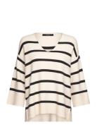 Vmsaba 3/4 V-Nck Stripe Pullover Ga Noos Tops Knitwear Jumpers Cream Vero Moda