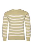 Striped Mariner Sweater "Groix" Tops Knitwear Round Necks Khaki Green Armor Lux