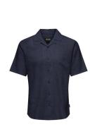 Onscaiden Ss Solid Resort Linen Shirt Tops Shirts Short-sleeved Navy ONLY & SONS