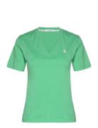 Micro Monologo Slim V-Neck Tee Tops T-shirts & Tops Short-sleeved Green Calvin Klein Jeans