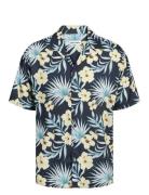 Jjjeff Floral Aop Resort Shirt Ss Tops Shirts Short-sleeved Navy Jack & J S