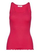 Rwbelle U-Neck Strap Elastic Top Tops T-shirts & Tops Sleeveless Pink Rosemunde