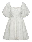 Clara Off-The-Shoulder Printed Mini Dres Kort Kjole White Malina
