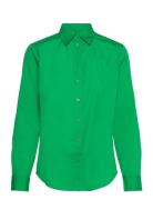 Featherweight Cotton Shirt Tops Shirts Long-sleeved Green Lauren Ralph Lauren